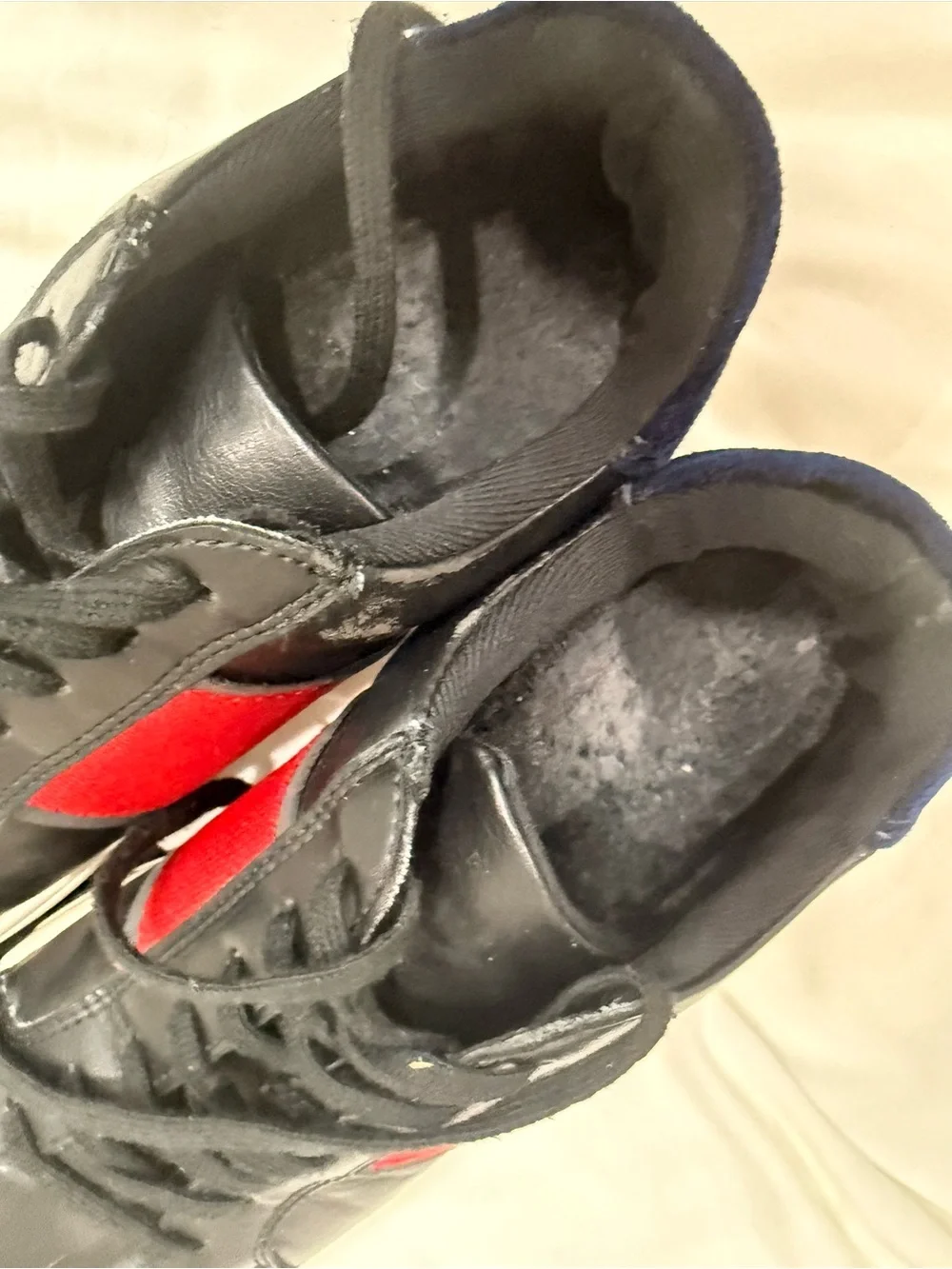 Aldo Black Leather Sneakers with Red Panels
